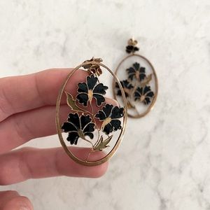 Vintage Warm Brass & Enamel Earrings Refurbished by Anthropologie